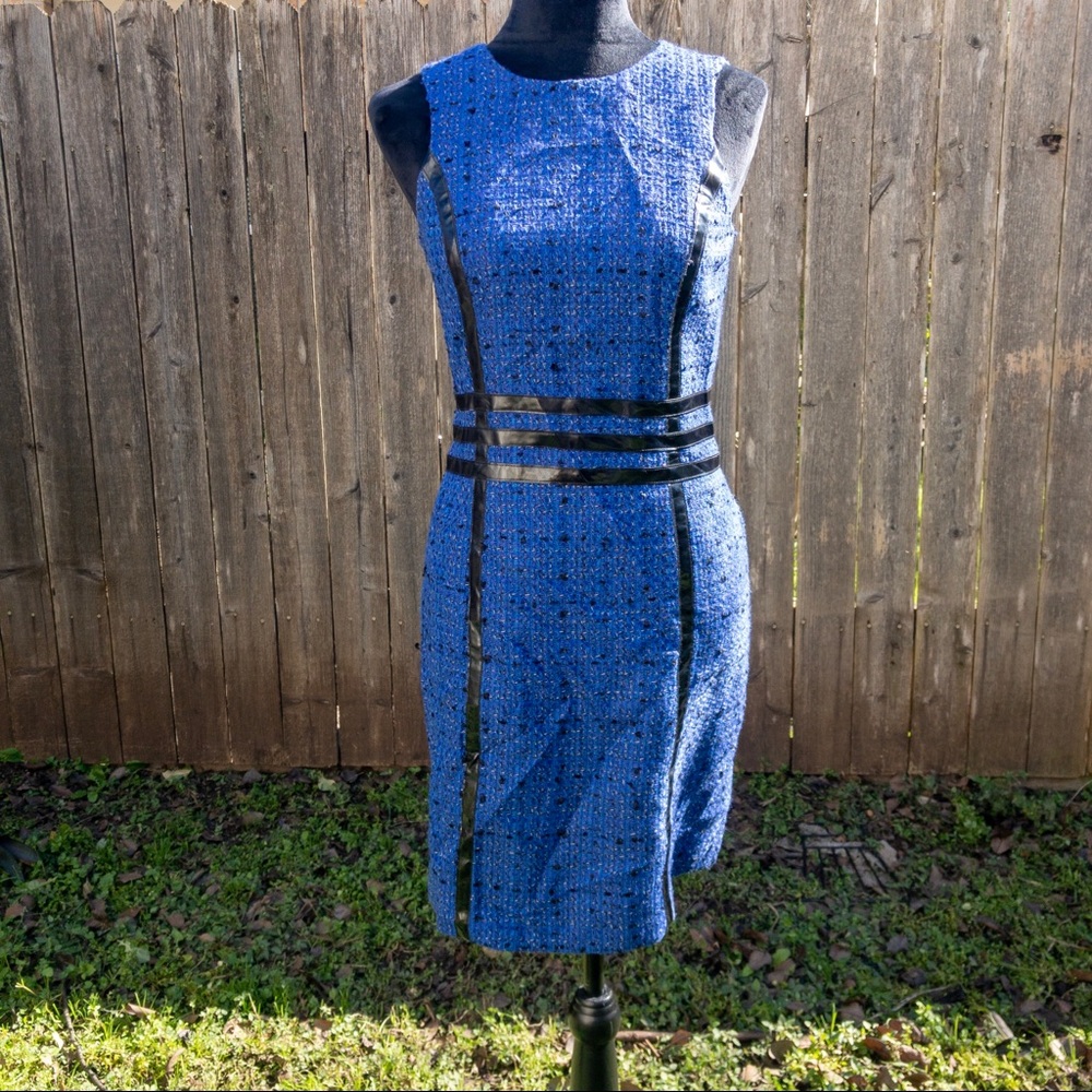 Michael Kors blue dress with leather detail